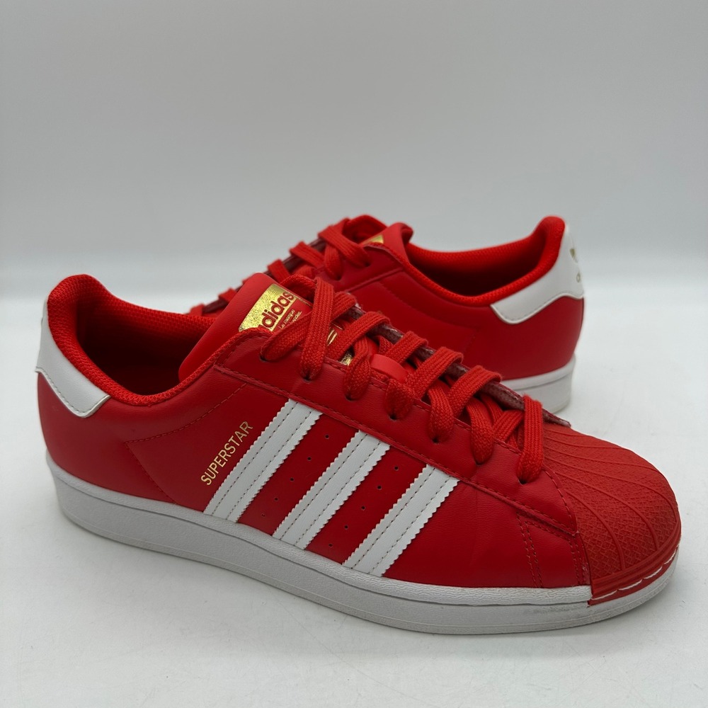 Adidas GY5794 Mens Size 9 Shoes Red White Superstar Low Top Shell Toe Sneakers